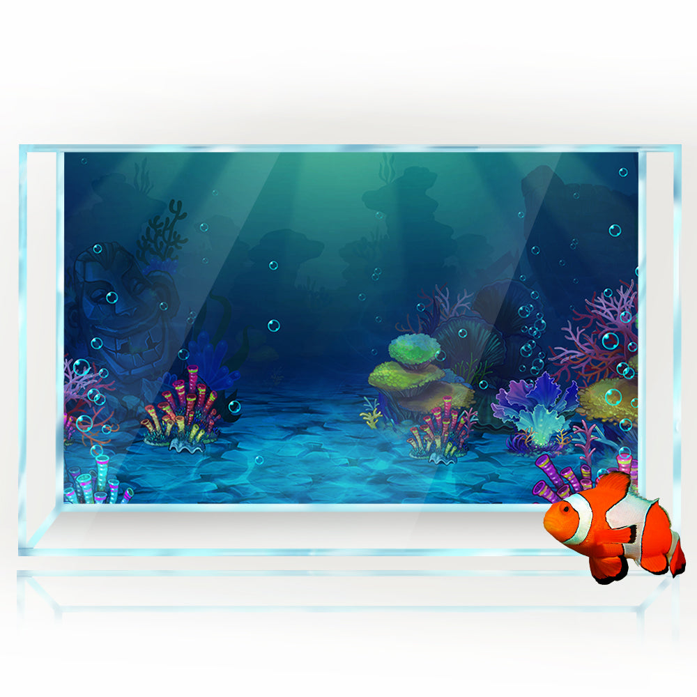 Aquarium Background Stickers - Cartoon Underwater World - Fish Tank Reptile Terrarium Decor Poster