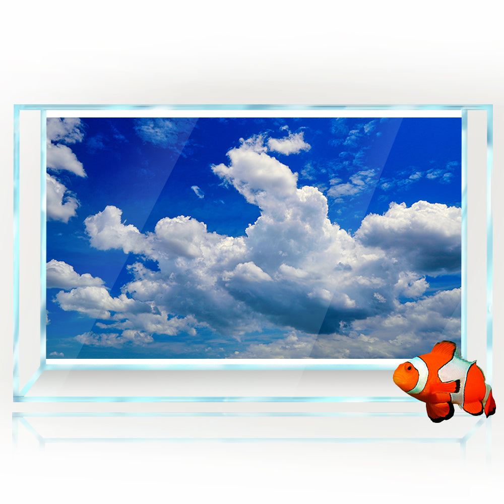 Aquarium Background Stickers - Blue Sky and White Clouds - Fish Tank Reptile Terrarium Decor Poster