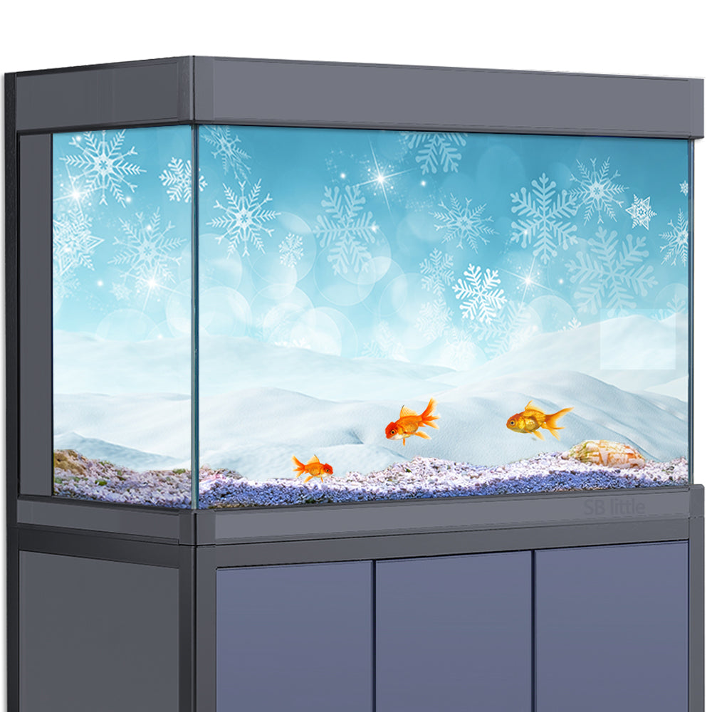 Aquarium Background Stickers - Snowflakes Snow - Fish Tank Reptile Terrarium Decor Poster