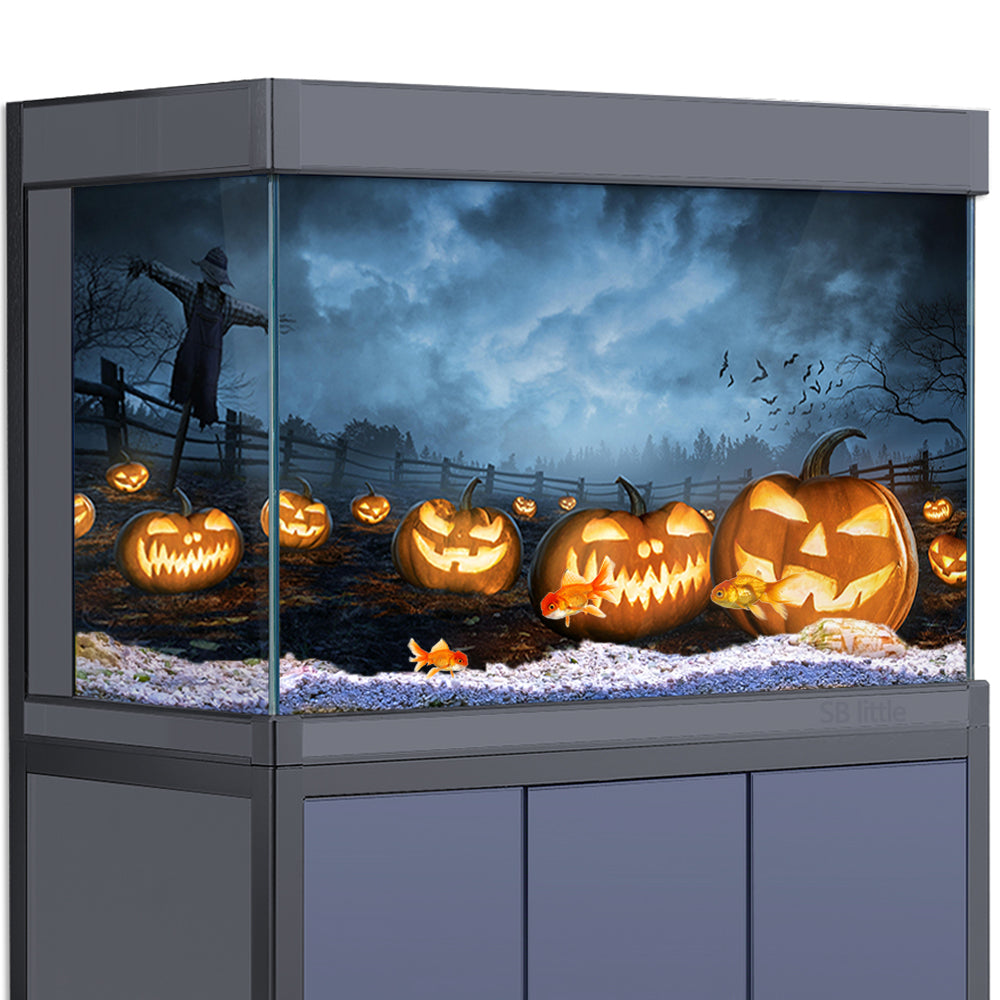 Aquarium Background Stickers - Halloween Pumpkins 2  - Fish Tank Reptile Terrarium Decor Poster