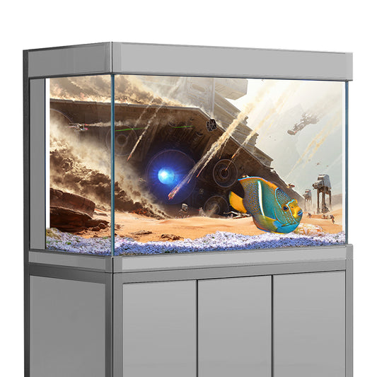 Aquarium Background Stickers - Star Ship Wars - Fish Tank Reptile Terrarium Decor Poster