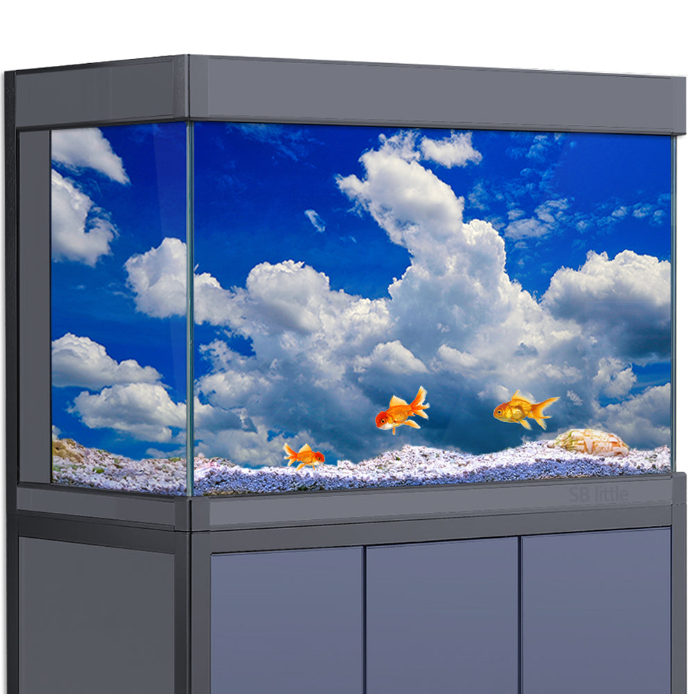 Aquarium Background Stickers - Blue Sky and White Clouds - Fish Tank Reptile Terrarium Decor Poster