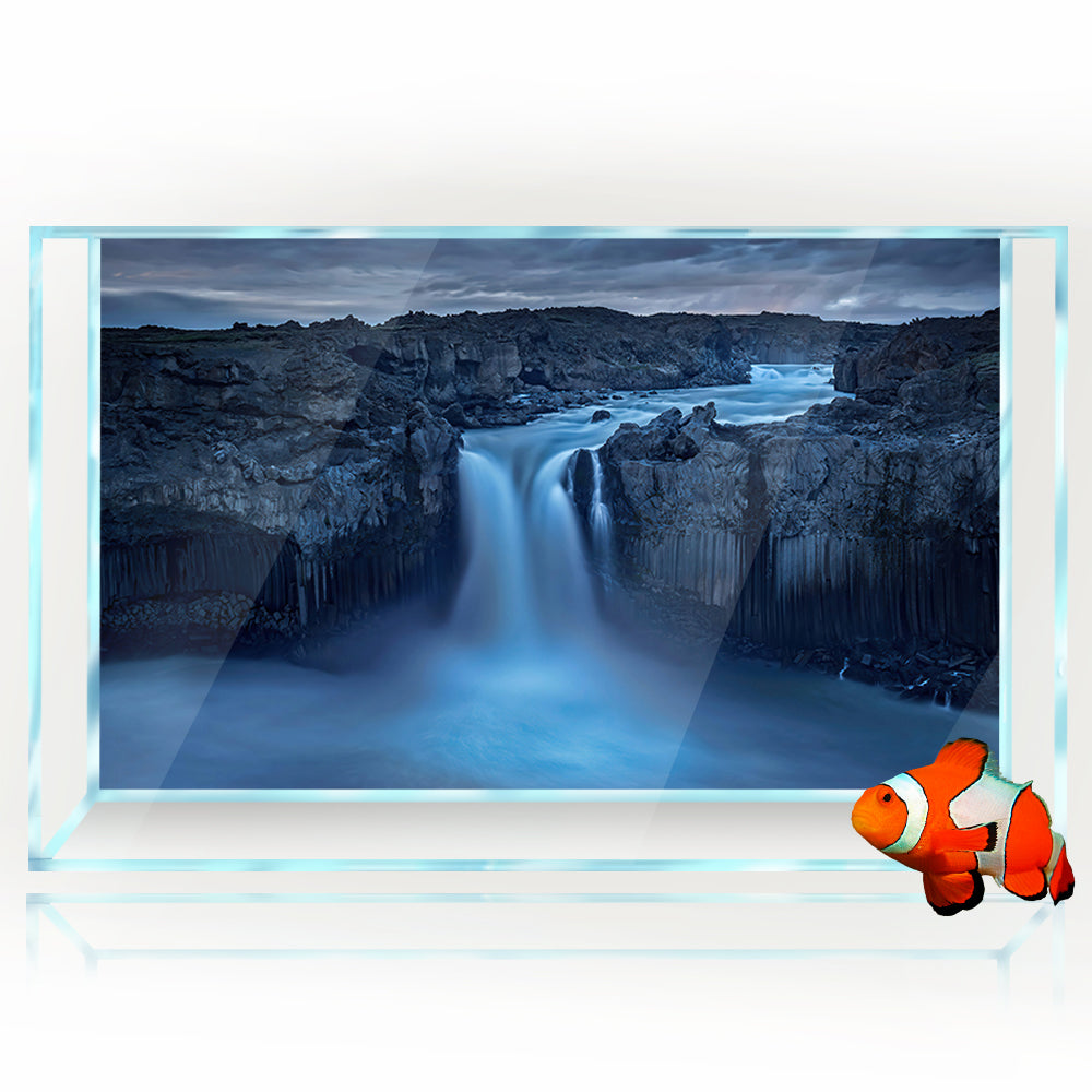 Aquarium Background Stickers - Waterfall in Cloudy Scenery - Fish Tank Reptile Terrarium Decor Poster