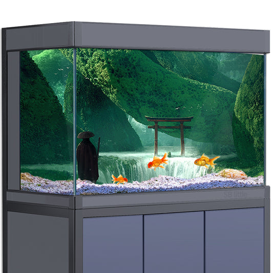 Aquarium Background Stickers - Japanese Torii Monks - Fish Tank Reptile Terrarium Decor Poster