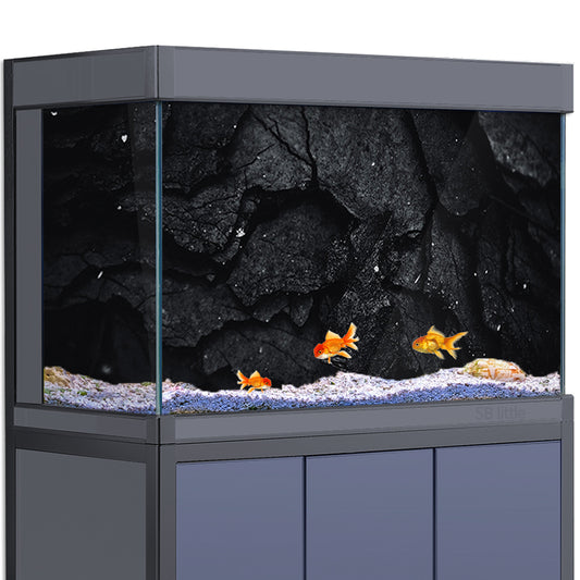 Aquarium Background Stickers - Black Rocky Stone Marbled Wall  - Fish Tank Reptile Terrarium Decor Poster