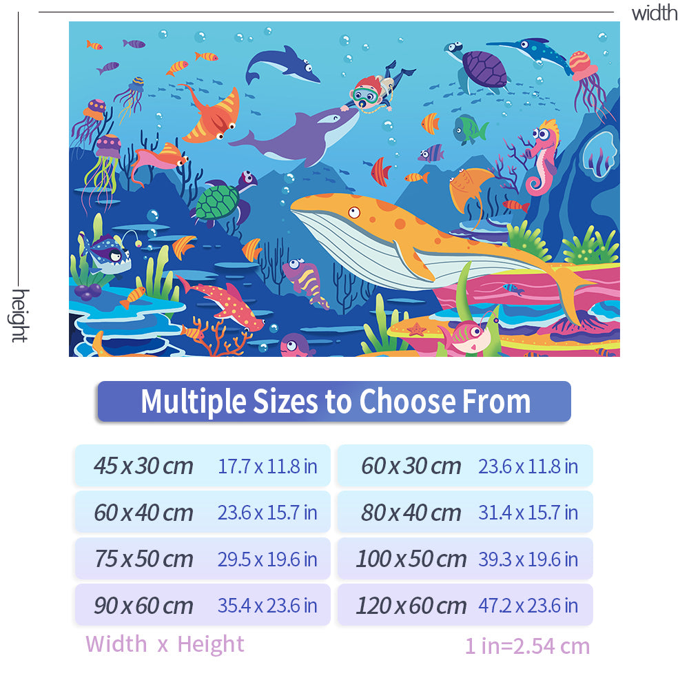 Aquarium Background Stickers - Cartoon Ocean Whales - Fish Tank Reptile Terrarium Decor Poster