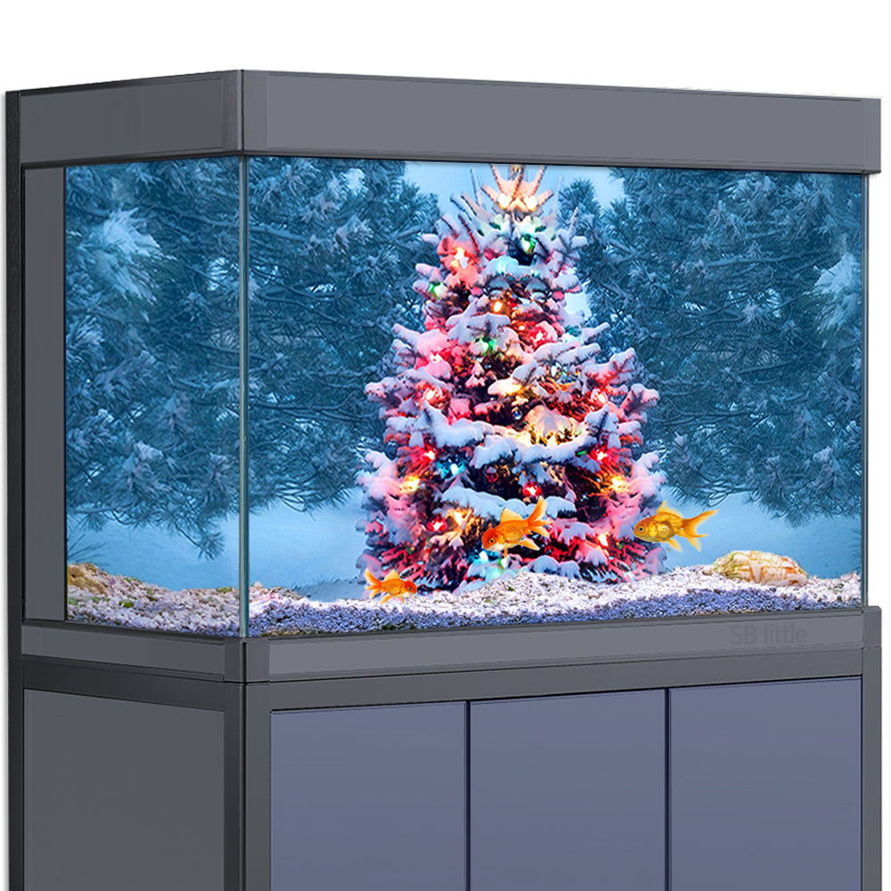 Aquarium Background Stickers - Christmas Christmas Tree - Fish Tank Reptile Terrarium Decor Poster