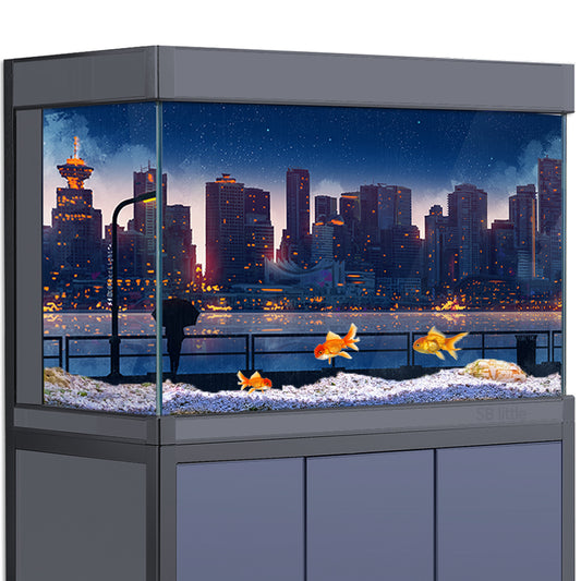 Aquarium Background Stickers - City Night View - Fish Tank Reptile Terrarium Decor Poster