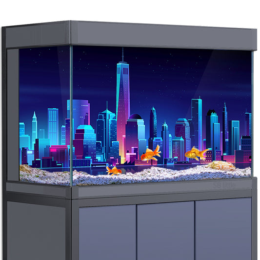 Aquarium Background Stickers - NY City Night View - Fish Tank Reptile Terrarium Decor Poster