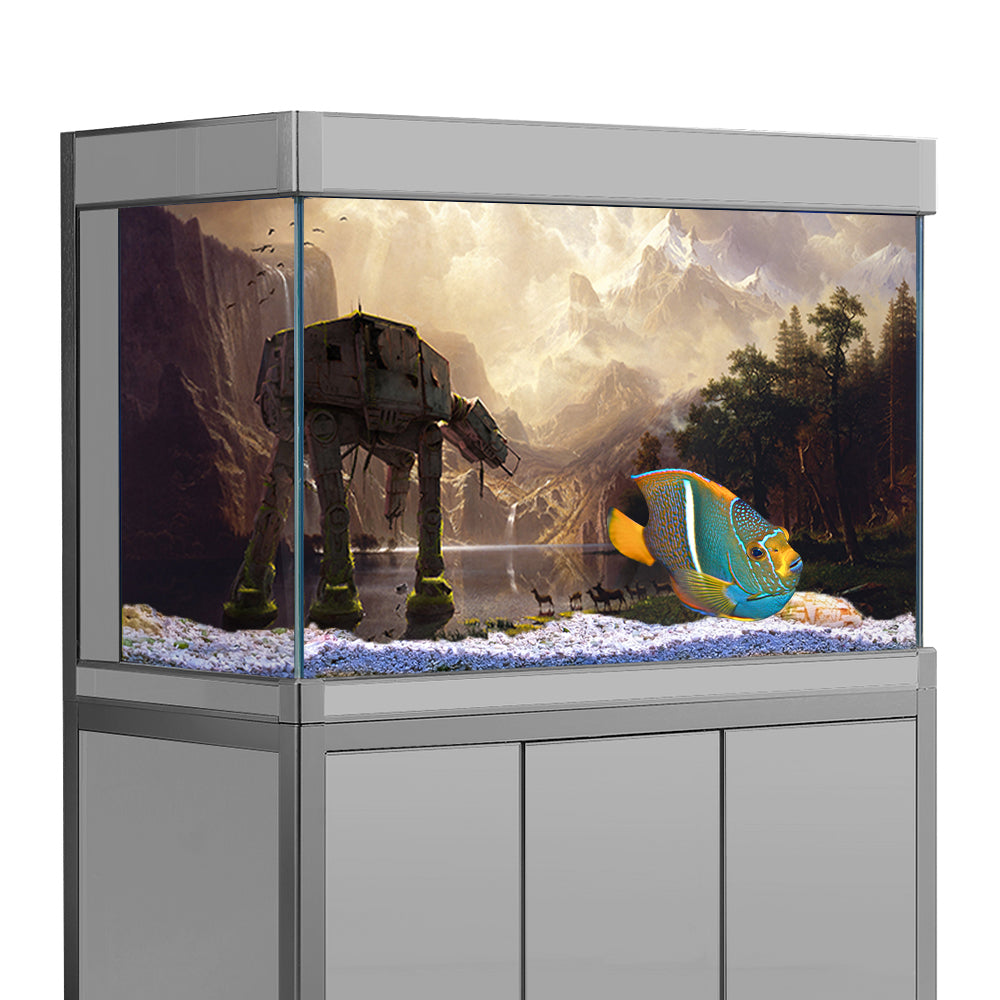 Aquarium Background Stickers - Star Robot Dog War At At - Fish Tank Reptile Terrarium Decor Poster