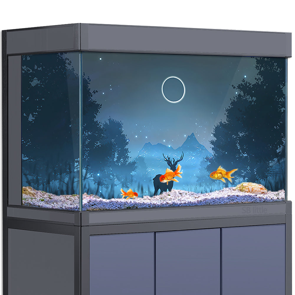 Aquarium Background Stickers - Reindeer Fantasy Forest - Fish Tank Reptile Terrarium Decor Poster