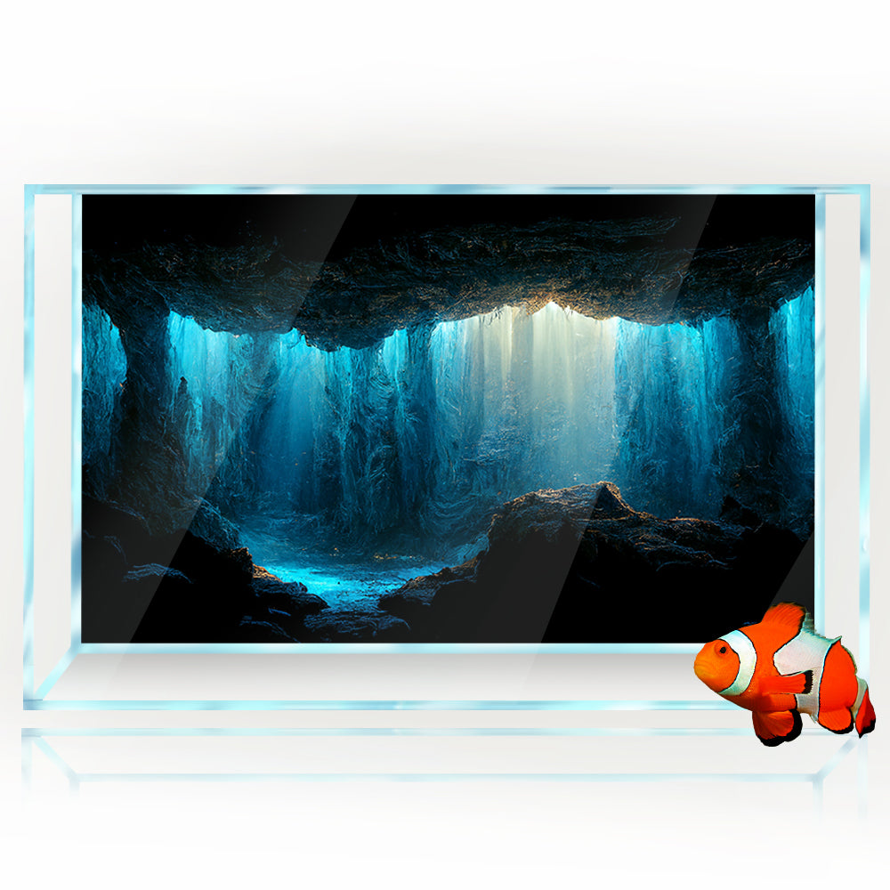 Aquarium Background Stickers - Underwater Caves - Fish Tank Reptile Terrarium Decor Poster